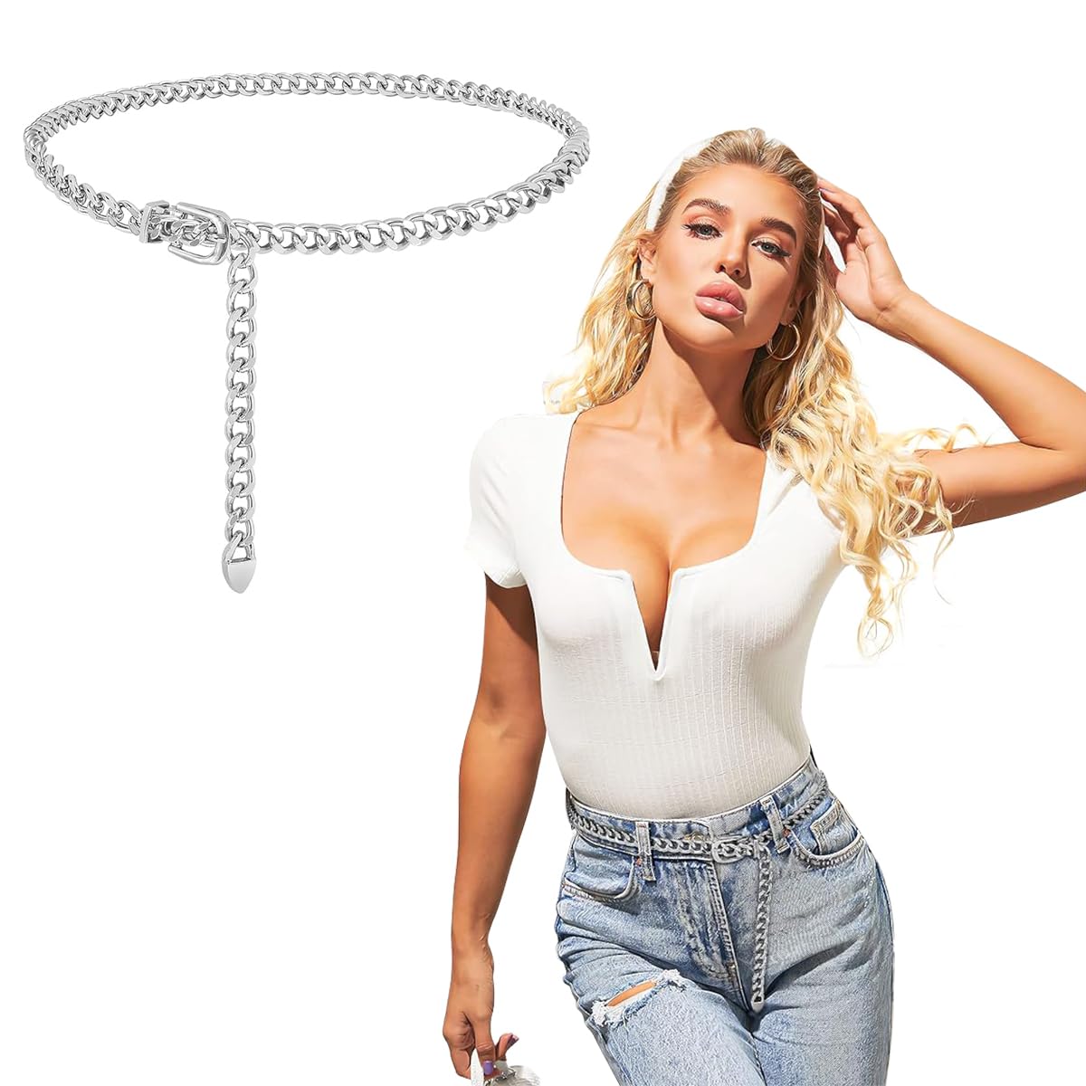 ZIBUYU Women Waist Chain Belt Girls Adjustable ZIBUYU Women Waist Chain Belt Girls Adjustable